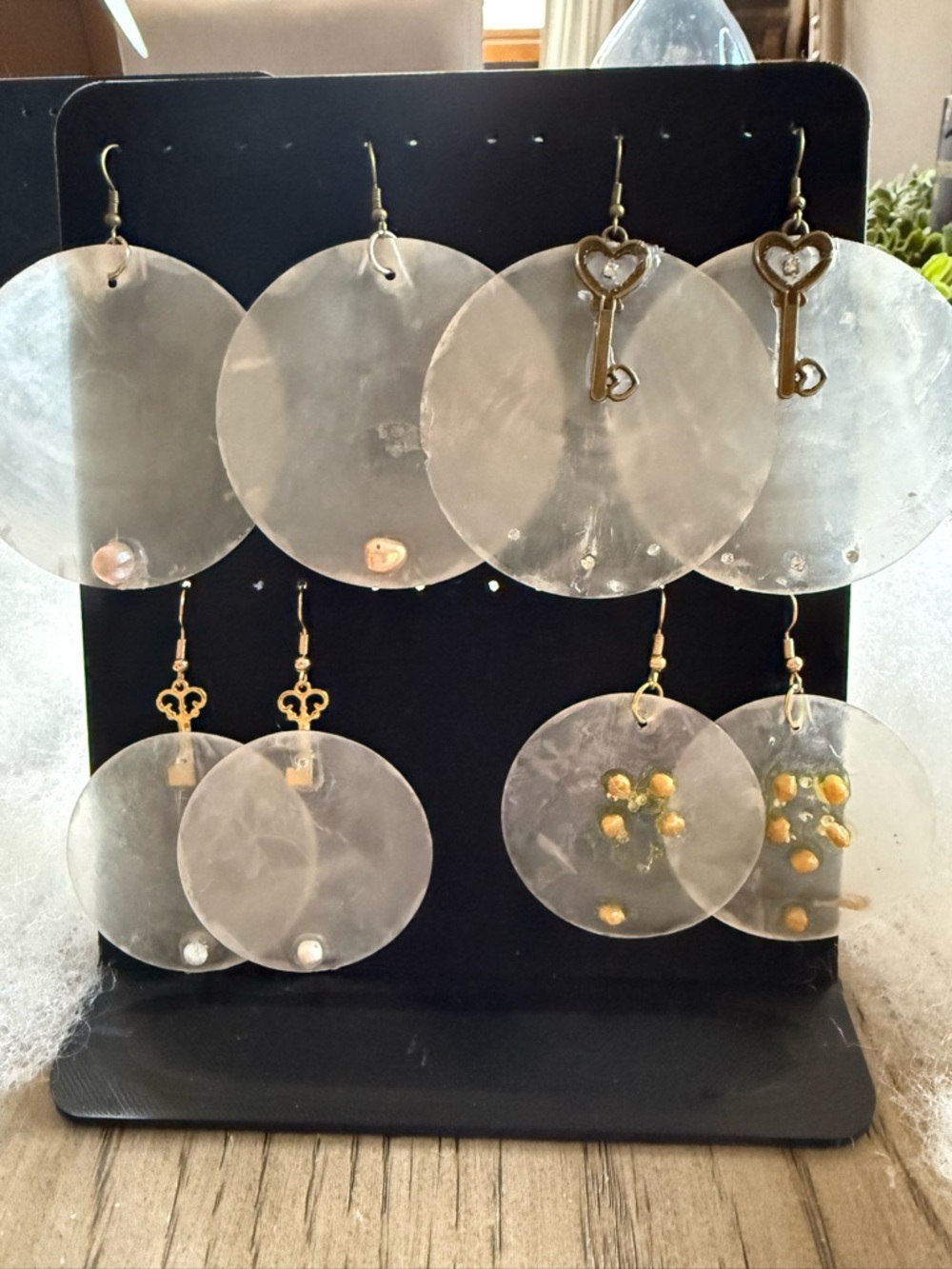 4 pair capiz shell hypoallergenic earrings crafted with CZ & freshwater pearls
